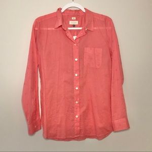 NWT LOFT Button Up Shirt Embroidered 100% Cotton Medium